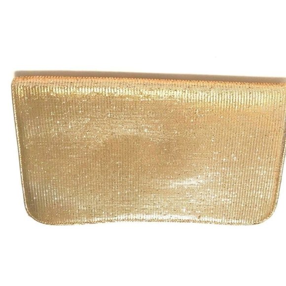 J.MILLER-VINTAGE PALE GOLD METALLIC CLUTCH - Picture 5 of 5